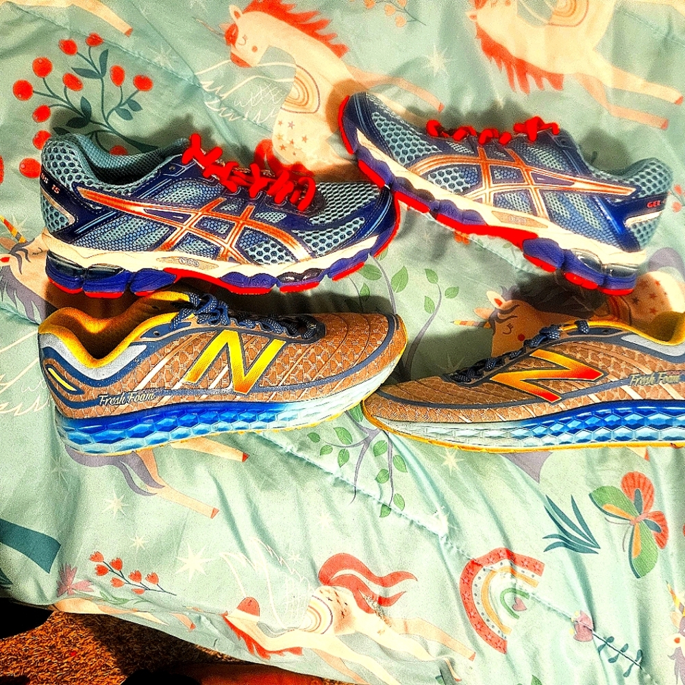 Asics & New Balance Athletic Shoes - Blue, Red, Yellow